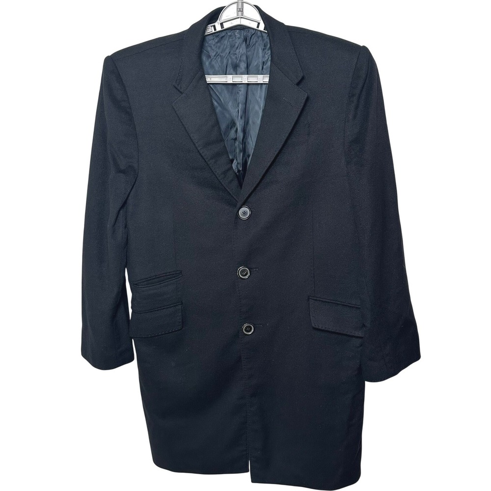 Francesco Smalto Overcoat Mens 56 Black DL536 Cashmere Blend Italy Dress Luxury